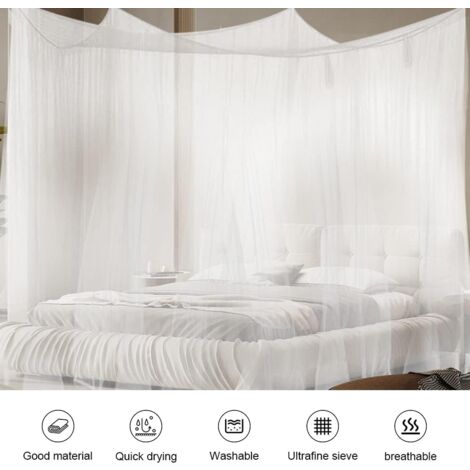 CCYKXA Bed Mosquito Net, Large Square Universal Mosquito Net Canopy Mosquito Net for Single and Double Beds Effectively Protect from Mosquitoes, 200 x 220 x 180cm