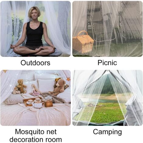 CCYKXA Bed Mosquito Net, Large Square Universal Mosquito Net Canopy Mosquito Net for Single and Double Beds Effectively Protect from Mosquitoes, 200 x 220 x 180cm
