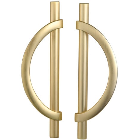 CCYKXA 2 Pack Brushed Gold Drawer Pulls, Half Moon Shape Dresser Drawer Handles, Antique Cabinet Door Handles