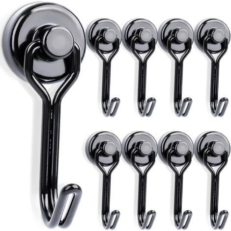 CCYKXA 8 Pack 16mm Extra Strong Neodymium Magnetic Hooks, Rotating Magnetic Hooks with Hooks, Powerful Magnets for Ceiling Hanging, Camping, Van, BBQ