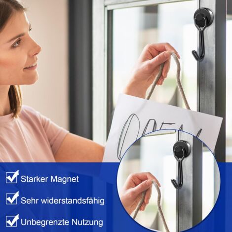CCYKXA 8 Pack 16mm Extra Strong Neodymium Magnetic Hooks, Rotating Magnetic Hooks with Hooks, Powerful Magnets for Ceiling Hanging, Camping, Van, BBQ