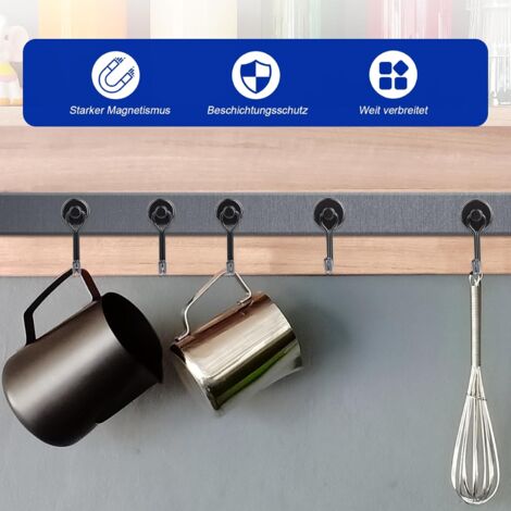 CCYKXA 8 Pack 16mm Extra Strong Neodymium Magnetic Hooks, Rotating Magnetic Hooks with Hooks, Powerful Magnets for Ceiling Hanging, Camping, Van, BBQ