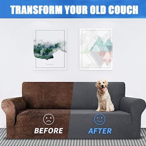CCYKXA 1 pcs Elastic Sofa Cover, Universal Sofa Cover with Armrest, Non-slip Sofa Slipcover (3 Seater,Grey)