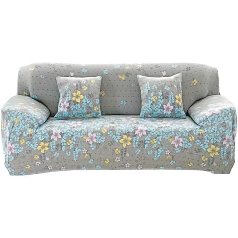 CCYKXA 1pcs Elastic Sofa Cover, Leaf Flower Sofa Cover, Universal Antifouling Sofa Cover with Pillowcase (2 Seater, Flower)