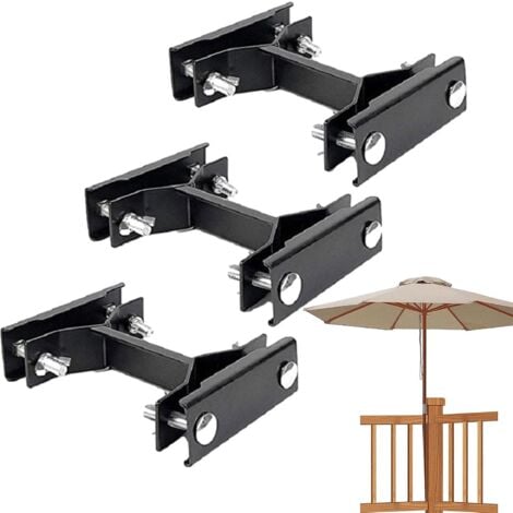 CCYKXA 10x10.5x3CM Patio Umbrella Clamp Clip  Parasol Holder Bracket - 3 Patio Umbrella Fixing Clips  Attaches to Parasol Railing for Balcony Umbrella