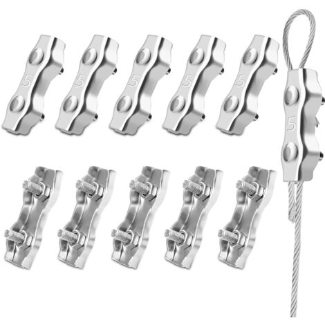CCYKXA M5 Steel Cable Clamp 10 Pieces Duplex Clips 304 Stainless Steel ...