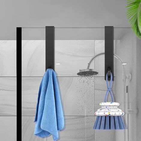 CCYKXA 13.3cm 2 Pieces Shower Door Hooks - No Drilling Towel Hanger Hooks - Shower HookDoor Hooks for Frameless Glass Shower Doors