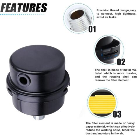 CCYKXA 3 Pcs Air Filter Silencer, Air Compressor Filter, 3/8" 16mm Silencer Filters, Air Compressor Filter Silencer, Air Compressor Silencer Filter, for Air Compressor