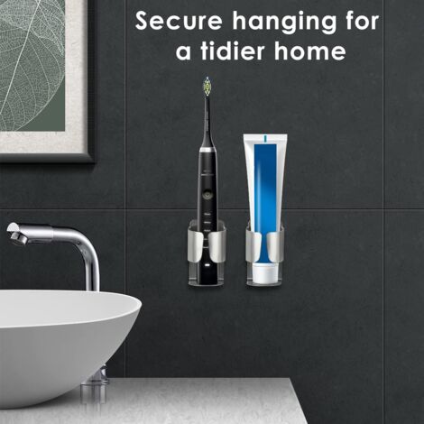 CCYKXA Stainless Steel Electric Toothbrush Holder, No Punching Self-Adhesive Electric Toothbrush Holder Wall Mounted - No Drilling - for Bathroom, Kitchen