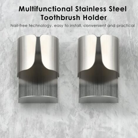 CCYKXA Stainless Steel Electric Toothbrush Holder, No Punching Self-Adhesive Electric Toothbrush Holder Wall Mounted - No Drilling - for Bathroom, Kitchen