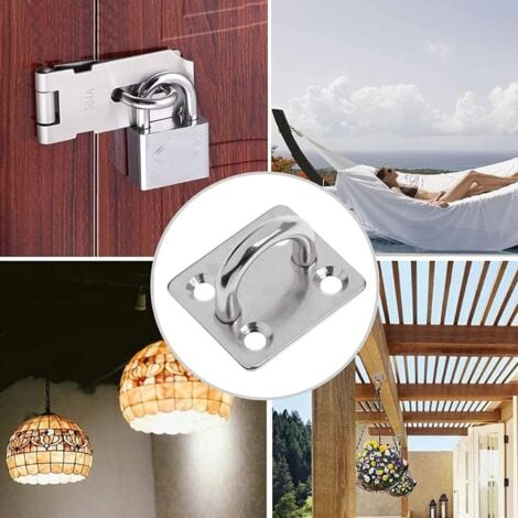 CCYKXA Stainless Steel Eye Plates, Heavy Duty Parasol Sail Hardware Kit for Parasol Mounting Accessories Swing Chair Hanging Hardware (M5, 2A)