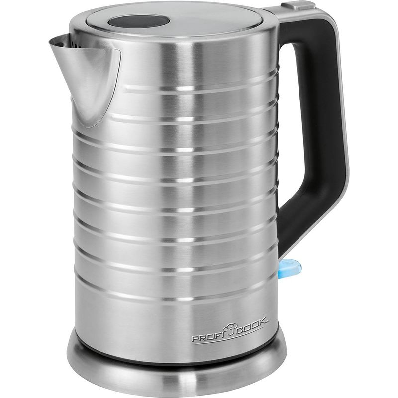 Proficook WKS1119 Hervidor Agua Eléctrico, 1,7 L, sin BPA, Acero Inoxidable, Resistencia Oculta, Inalámbrico 2200W Plata