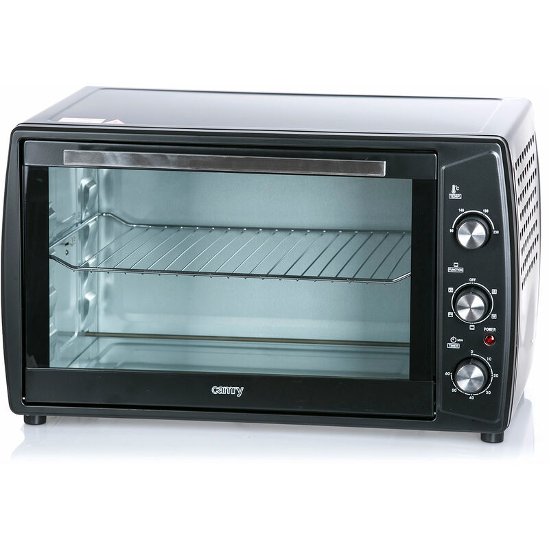 Camry CR 6017 Horno Convección Sobremesa, 63 L, Acero Inox, Asador Giratorio Pollo, Temporizador, Ajuste Temperatura 3000W Negro