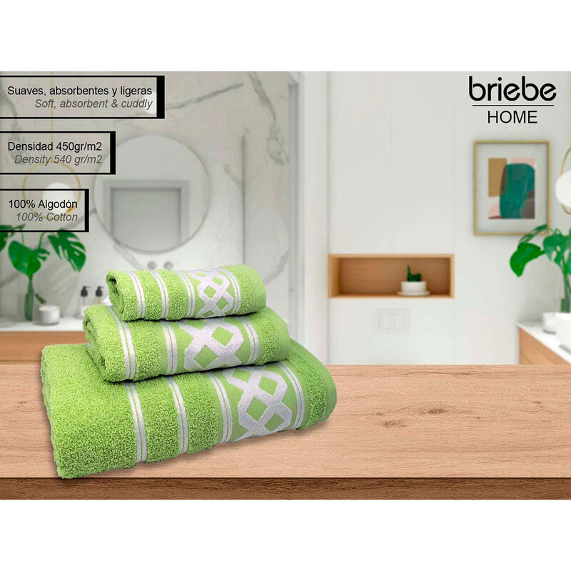 Briebe Polka Dots Juego Toallas Baño, 100% Algodón, Rizo 450gr, Set 3 Piezas  Ducha Manos