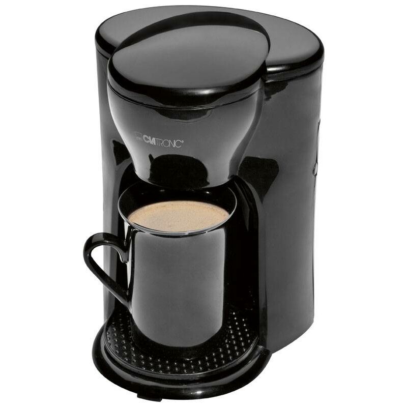 Clatronic KA 3356 Cafetera de Goteo, Capacidad 1 Taza Cerámica, Filtro Nylon Desmontable, Valvula Antigoteo 300W Negro