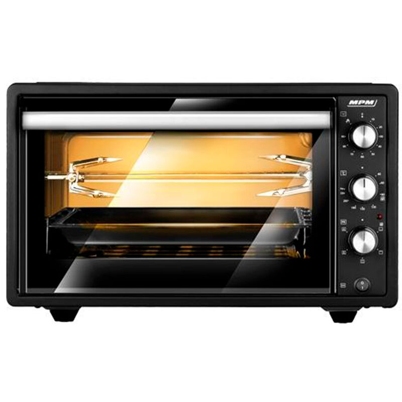 MPM MPE-10/T Horno Eléctrico Convección, 37L, Sobremesa, Asador Giratorio, Temporizador, Ajuste Temperatura 1600W Negro