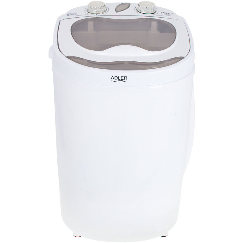 Adler AD 8055 Mini Lavadora Centrifugadora Portátil, 3Kg Lavado, Programa Lavado 15min para Camping Caravanas 150W Blanco