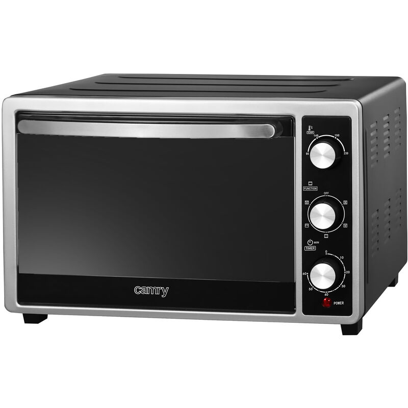 Camry 6018 Horno eléctrico de sobremesa 35 asador pollo puerta doble cristal efecto espejo 5 modos calor temporizador ajuste temperatura negro 2200w mini cr6018 2200 35l