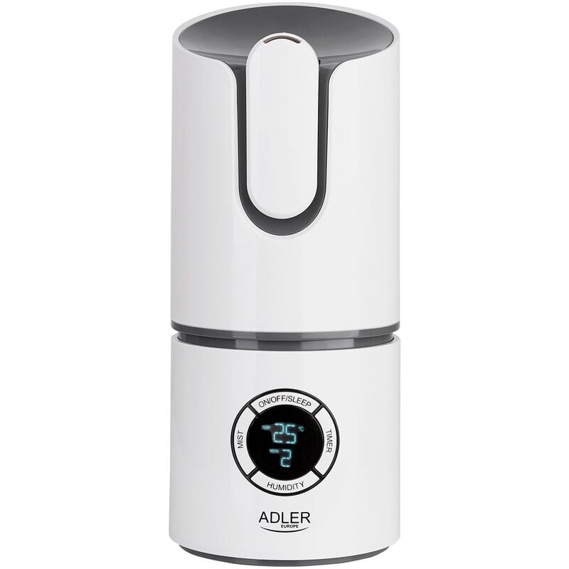 Adler AD7957 Humidificador de Aire Iónico, Difusor Aceites Esenciales, 280 ml/h, 2,2L Temporizador, 280 ml/h 25W Blanco