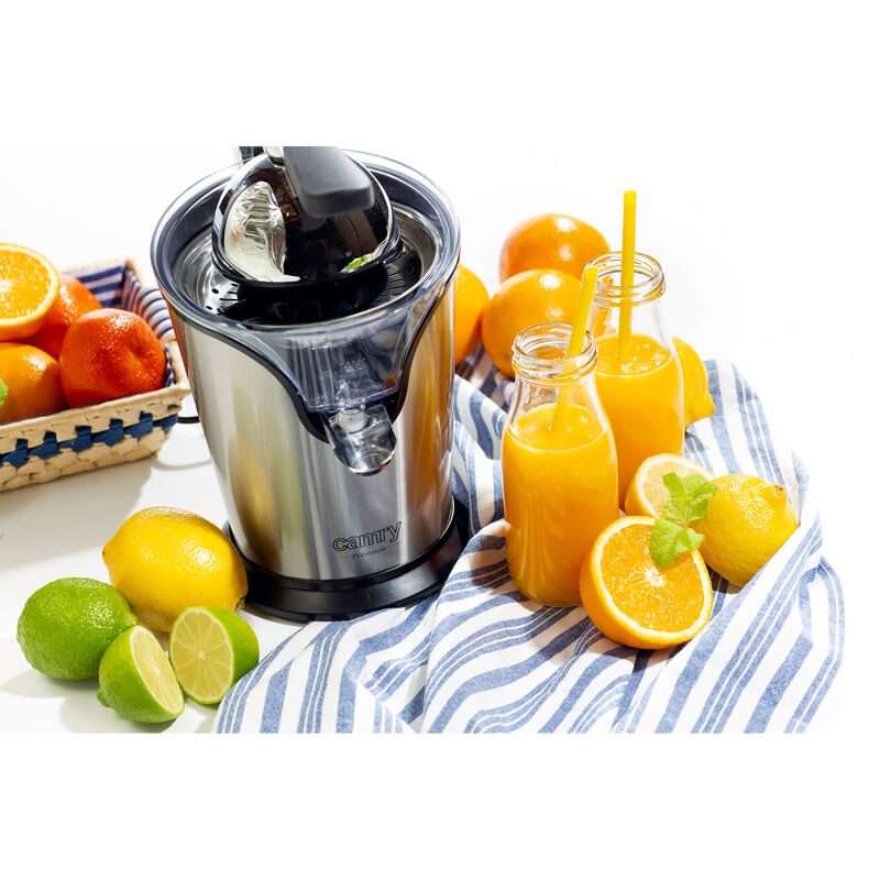 Exprimidor  Taurus Citrus Glass, doble sentido de rotación, eléctrico,  jarra de cristal de 1 L, regulador de pulpa, desmontable, naranja y negro.