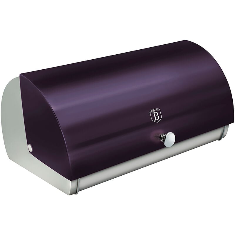 Caja Berlinger Haus 385 x 28 185 cm acero inoxidable morado purple eclipse panera mesa para guardar bollería tapa deslizante diseño moderno contenedor almacenamiento y metallic