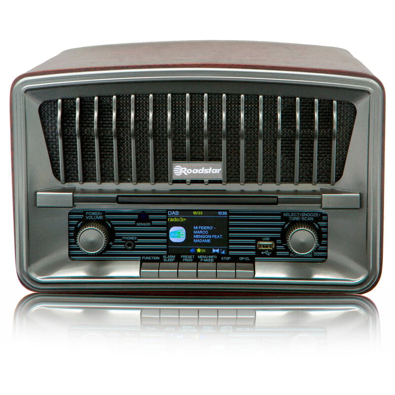 Roadstar HRA-270CD-MP3CD+BT Radio CD Portátil Vintage Digital DAB/DAB+/FM Reproductor CD-MP3 Bluetooth USB, Mando Distancia Madera