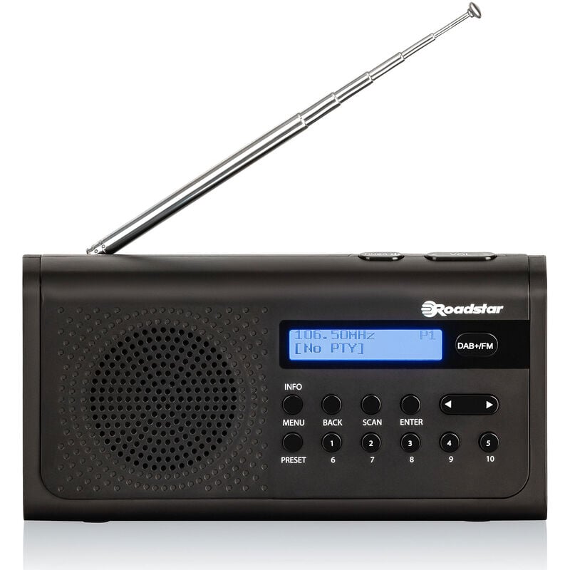 Roadstar TRA-300D+BK Radio Portátil Digital DAB/DAB+/FM, Funciona a Red / Pilas, Toma de Auriculares, Pequeña Ligera Negro