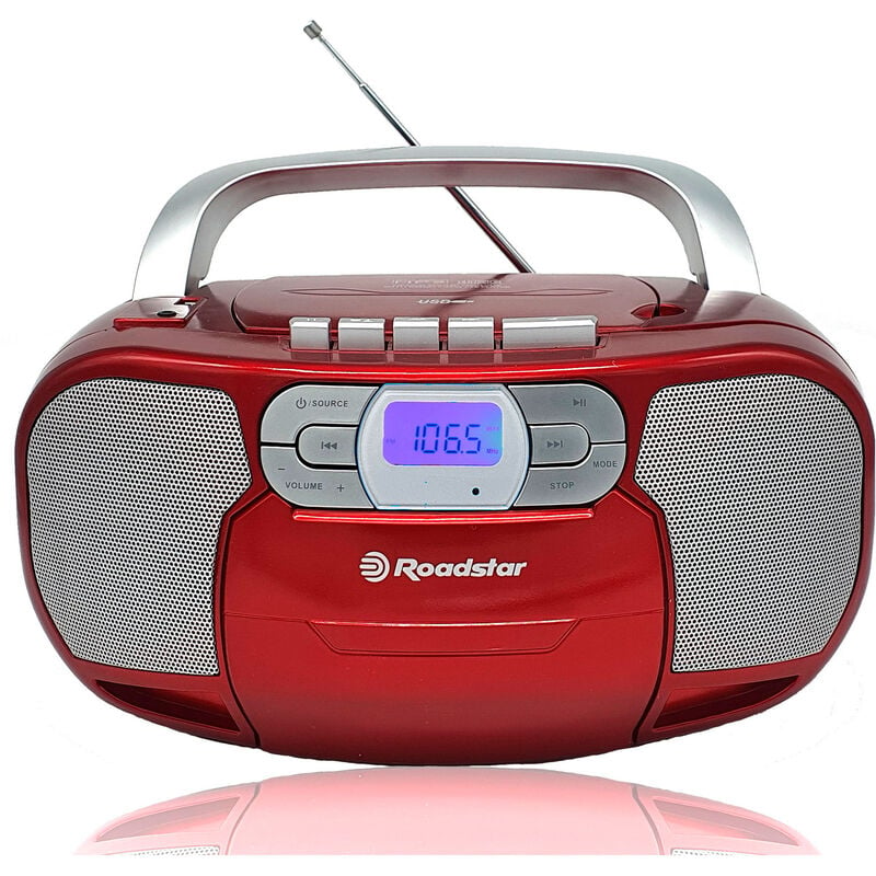 Radio Cassette Digital pll fm reproductor cdmp3 usb auxin toma auriculares rojo roadstar rcr4635umprd rcr4635 umprd sistema boombox salida