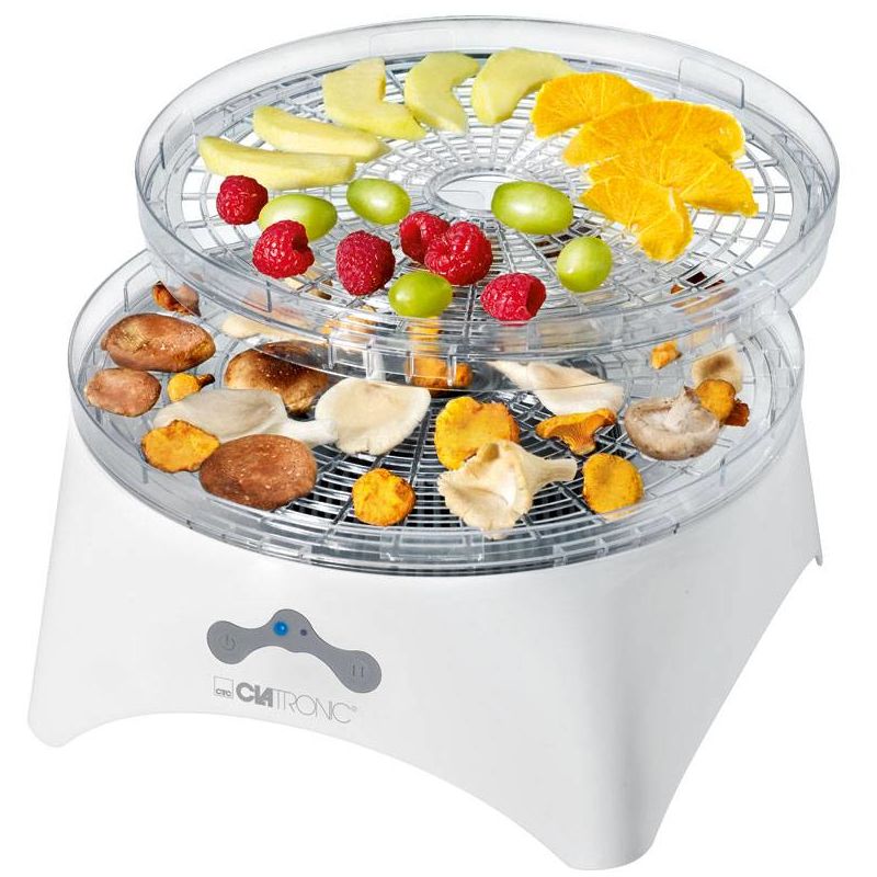 Clatronic DR 3525 Deshidratador Alimentos, 5 Bandejas, 2 Niveles Temperatura, Seca Frutas, Verduras, Carne, sin BPA 300W Blanco