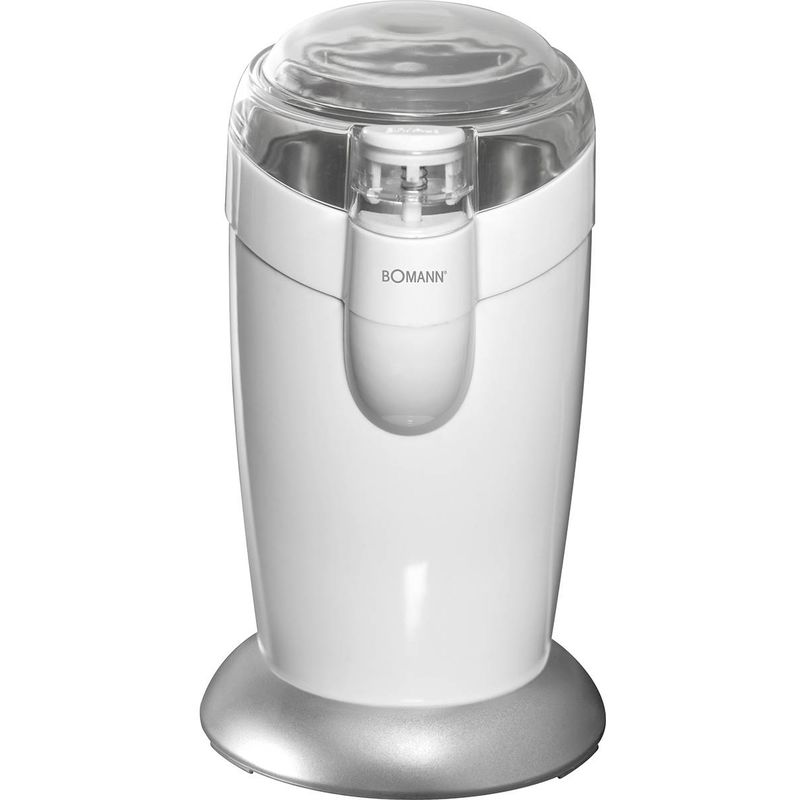 Bomann KSW 446 CB Molinillo Café Eléctrico, Especias, Semillas, 40 g café 20 tazas café, Cuchillas Acero Inox. 120W Blanco