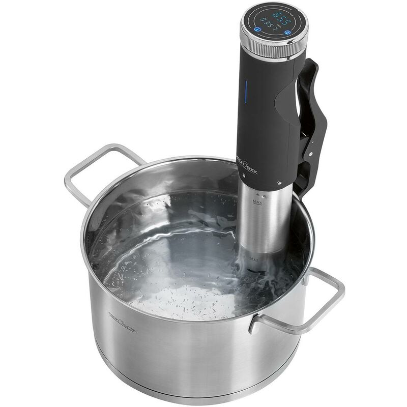 Proficook SV1126 Sous Vide, Roner, Cocina Baja Temperatura, Temporizador 99 h, Temperatura 0º a 90ºC, 7/8 L./min. 800W Negro/Plata