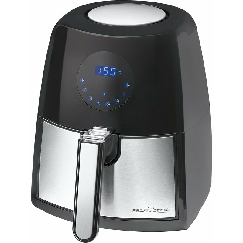 Proficook FR 1147 H Freidora Sin Aceite por Aire Caliente, 2,5L, 7 Programas Fritura, Termostato, Temporizador 1500W Negro/Plata