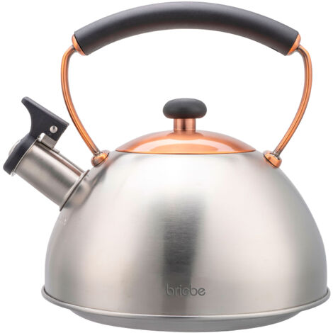 Briebe I-Bronze Tetera con Silbato, Hervidor de Agua 2,3L, Inducción, Acero Inox, Vintage, Mango Cool Touch Acero Inoxidable (1/5)
