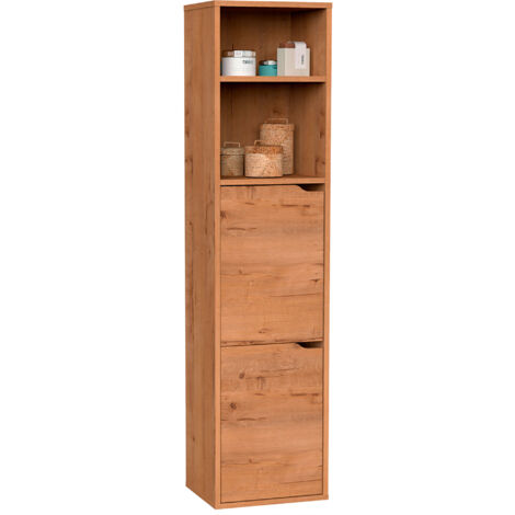 Briebe Aura Columna de Baño, Mueble Auxiliar, Armario Alto Estilo Moderno 150x36,5x30 cm Espacio Almacenaje  Madera
