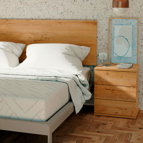 Briebe Serenade Mesita de Noche 3 Cajones, Mesilla Dormitorio Cajonera 48,5x41x40 cm (Alto x Ancho x Profundo)  Madera