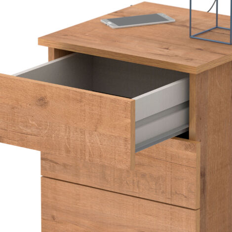 Briebe Serenade Mesita de Noche 3 Cajones, Mesilla Dormitorio Cajonera 48,5x41x40 cm (Alto x Ancho x Profundo)  Madera