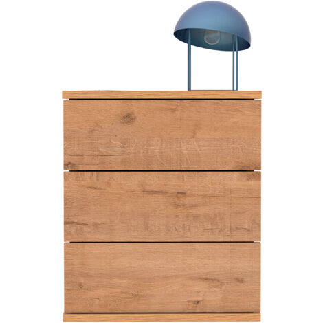 Briebe Serenade Mesita de Noche 3 Cajones, Mesilla Dormitorio Cajonera 48,5x41x40 cm (Alto x Ancho x Profundo)  Madera