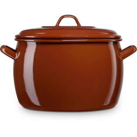 Briebe Terra Olla Abombada Cocina Inducción 22cm, Cazuela 6,4 L Tapa Acero Esmaltado, Fuego, Horno Vintage  Marrón (1/2)