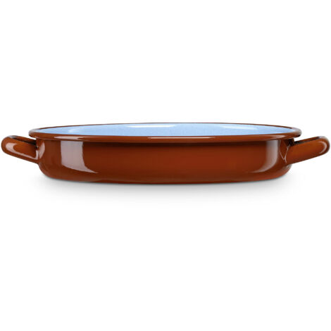Briebe Terra Cacerola Baja Inducción 32cm Cazuela 3,5L Fuente Acero Esmaltado Vitrificado Vintage Fuego Horno  Marrón (1/2)