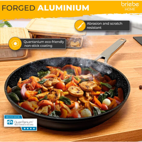 Padella Grill Briebe Black Titanium 34x24 Cm – Antiaderente QuanTanium, Manico Pieghevole, Per Induzione, Gas, Ceramica