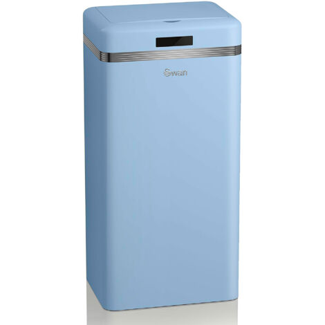 SWAN SWKA4500BLNEU Cubo Basura Cocina Sensor de Apertura Automática, Metálico, Capacidad 45 Litros, Diseño Vintage Azul (1/5)
