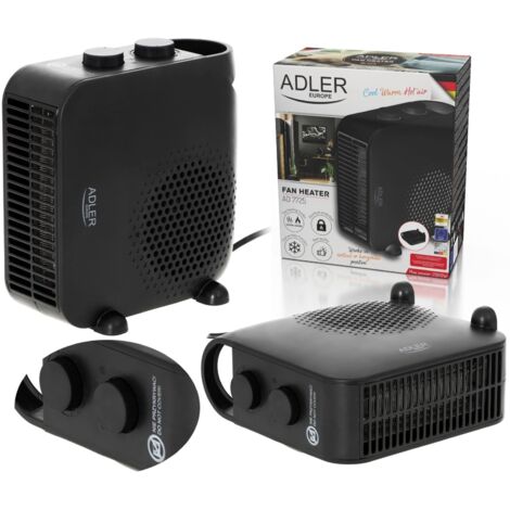 Adler AD7725B Calefactor Ventilador Aire Caliente / Frío, Termoventilador, 2 Niveles Temperatura, Termostato 2000W Negro (1/5)