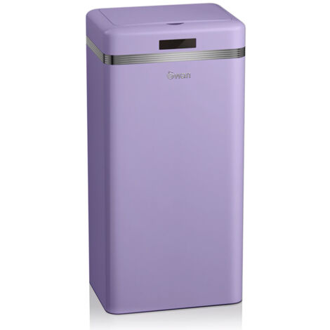 SWAN SWKA4500PURNEU Cubo Basura Cocina Sensor de Apertura Automática, Metálico, Capacidad 45 Litros, Diseño Vintage Morado (1/5)