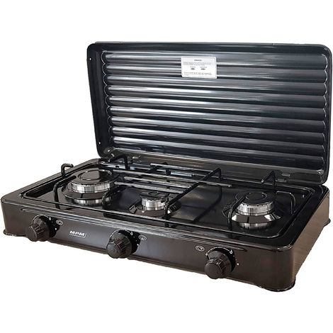 Encimera Cocina A Gas 2 Platos Con Tapa Camping Portatil