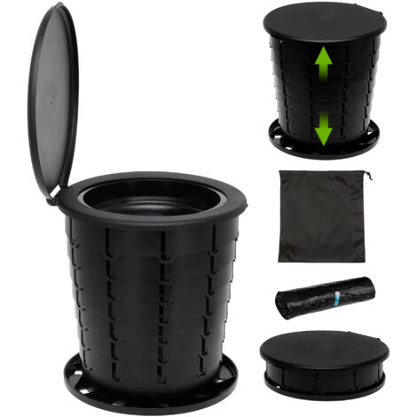 Briebe WC1184 WC Portátil Plegable Inodoro Viaje para Camping, Compacto 3 en 1 Baño Seco Autocaravana, Coche  Negro