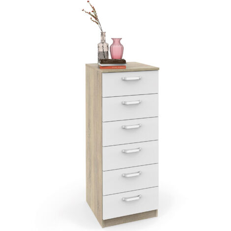 Briebe Prakt Cajonera Dormitorio Sinfonier Alto, Cómoda 6 Cajones, 110x40x40 cm (Alto x Ancho x Profundo) Blanco (1/5)
