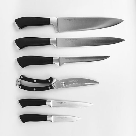 Set de 7 piezas con 5 cuchillos + tacoma madera y acero