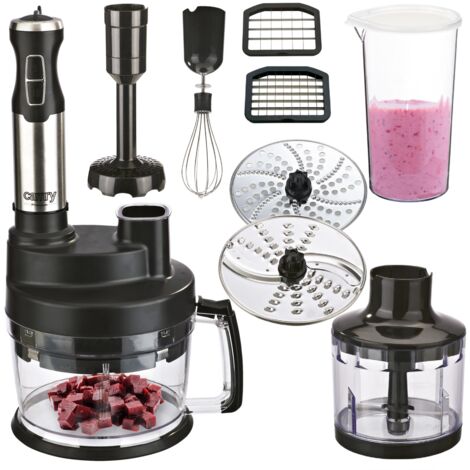 Camry CR4623 Batidora de Mano Procesador de Alimentos Cocina, Batidora, Picadora, Regulador Velocidad, Turbo 1600W Acero Inoxidable / Negro