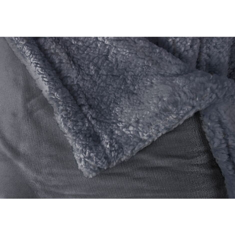 Manta de Invierno extra suave con tejido de borreguito en liso. Color Gris  Tamaño 130x160