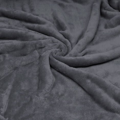 Manta de pelo de franela y sherpa gris oscuro de 220x240 cm